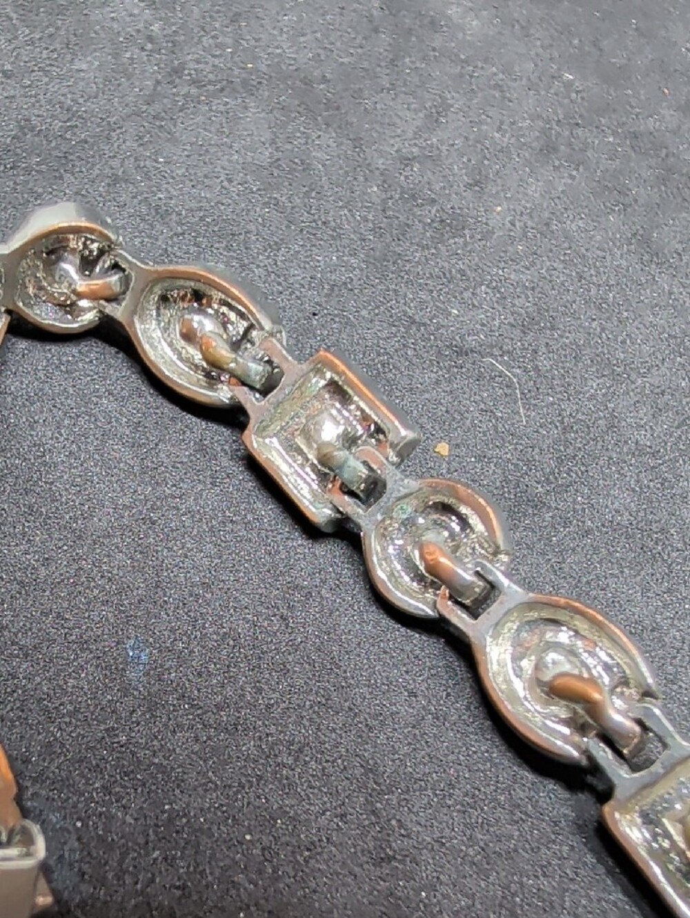 Vintage Parklane Mulit-colored Faux Gemstone Silver-Tone Tennis Bracelet - Picture 6 of 6
